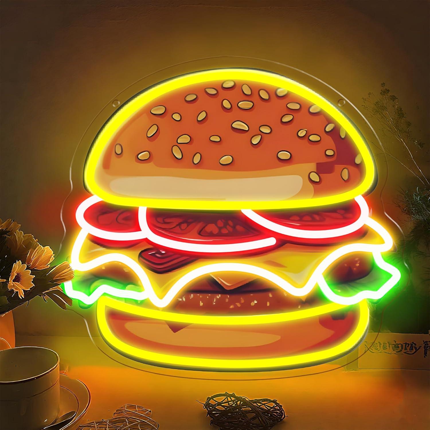 Lighting Decoration Ideas - Enseigne néon LED Burger, Luminaire mural