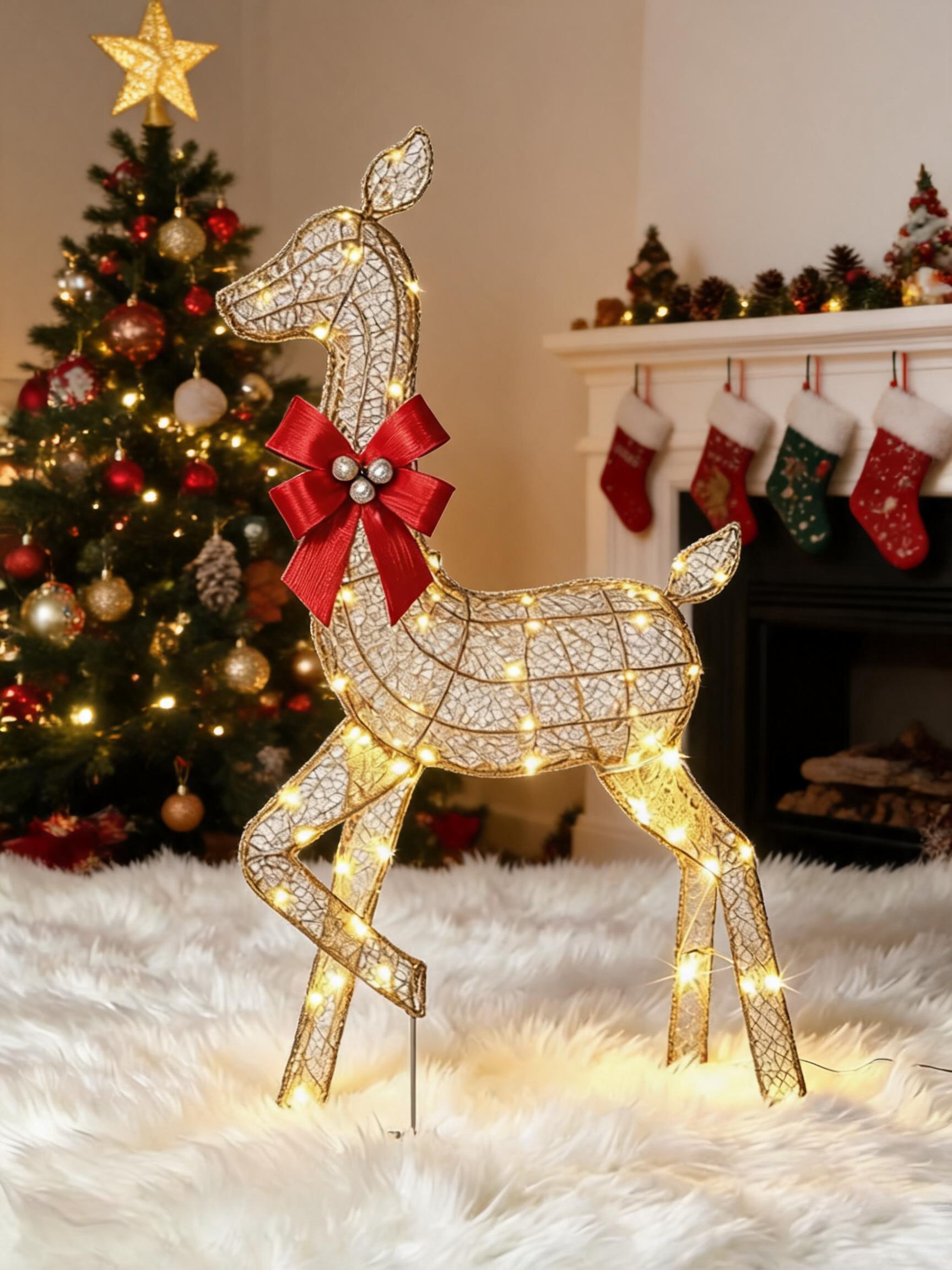 Up Lighting Decor - Ensemble de 3 rennes de Noël